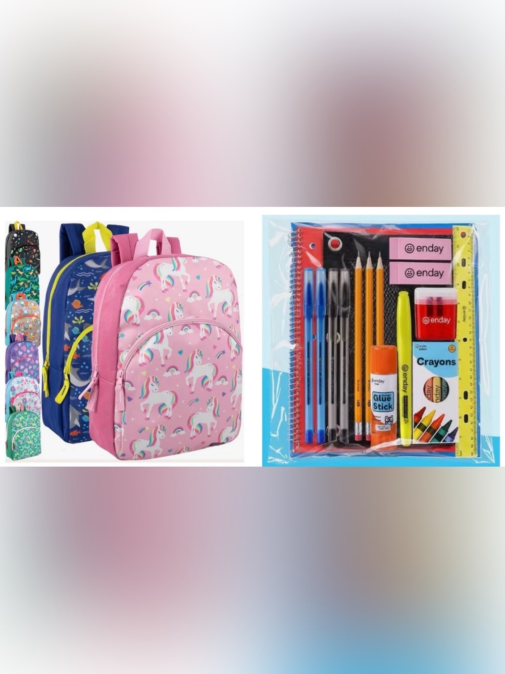 Backpack and School Supply Bundle 22 Pcs (Choose 1 Backpack)